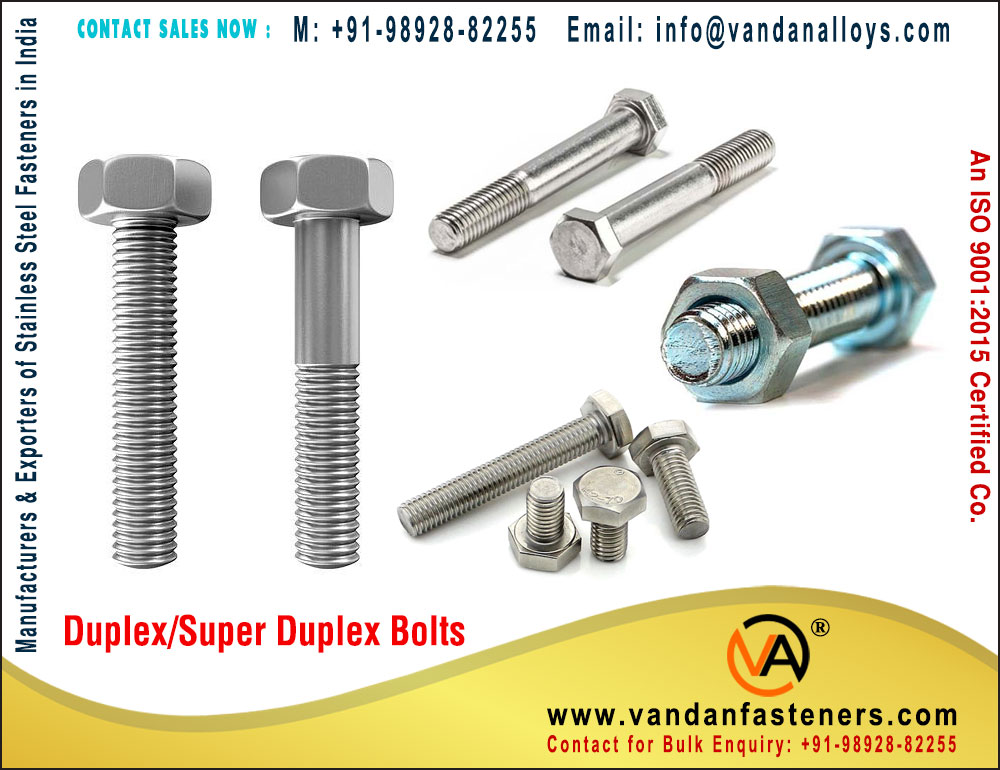 Stainless Steel Fasteners Hex Bolts Nuts Washers manufacturers exporters in India Mumbai +91-9892882255 https://www.vandanfasteners.com