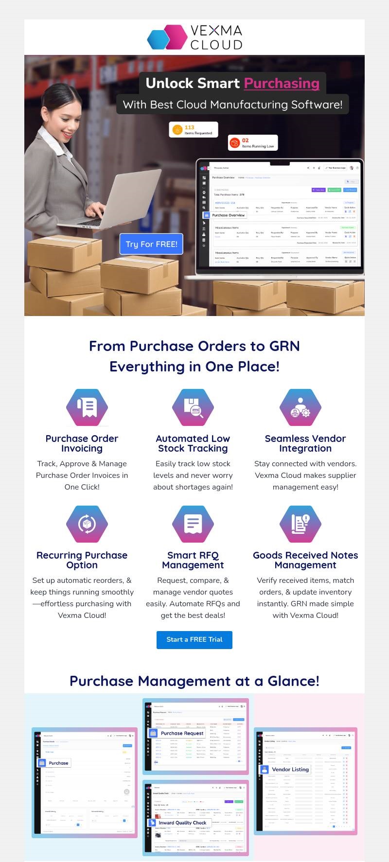 Streamline Your Purchase Management with Vexma Cloud!