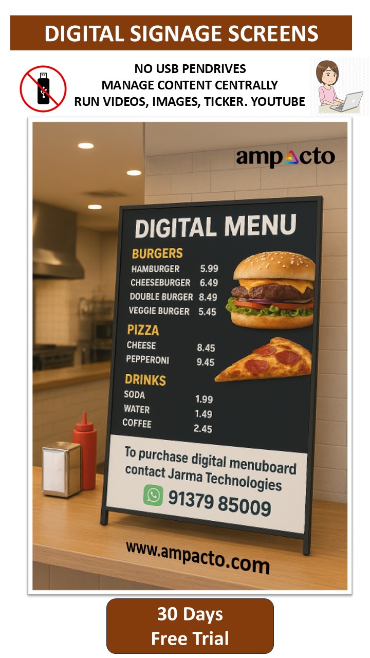 Cloud Digital Signage Software Solution For Digital Menu Boards