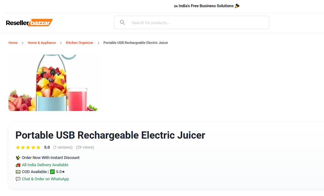Portable USB Rechargeable Electric Juicer