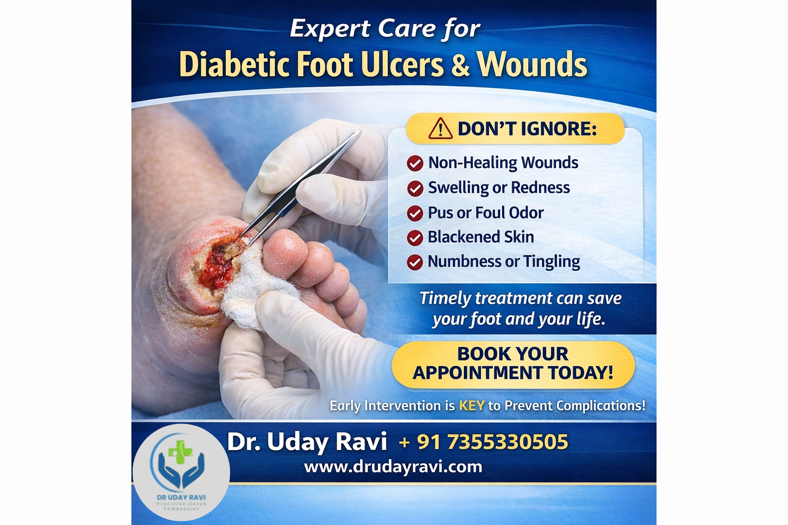 Expert Care for Diabetic Foot Ulcers & Wounds — 👨‍⚕️ Dr. Uday Ravi