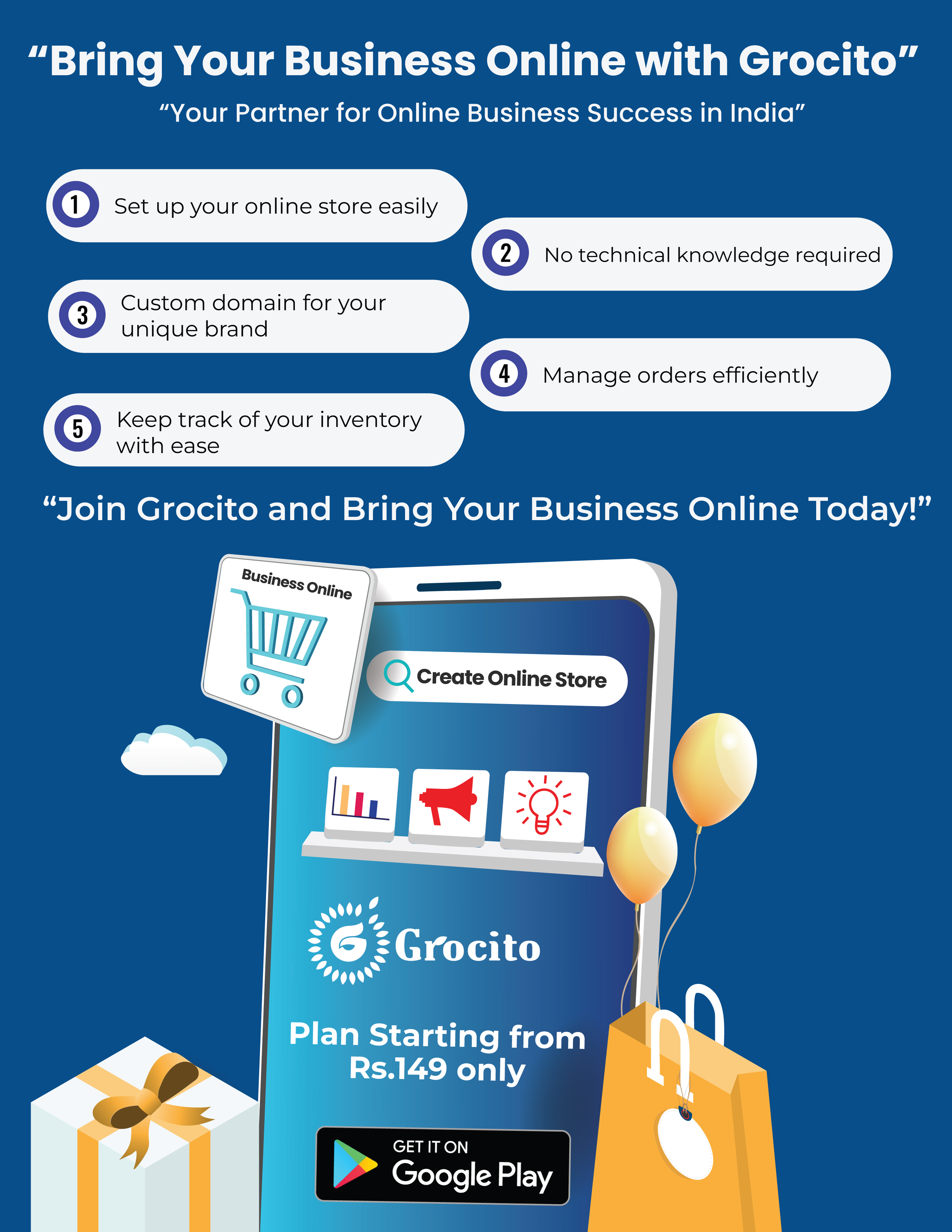 Create website for Jewlery Stores with Grocito in just ₹149 | no Hidden Charges