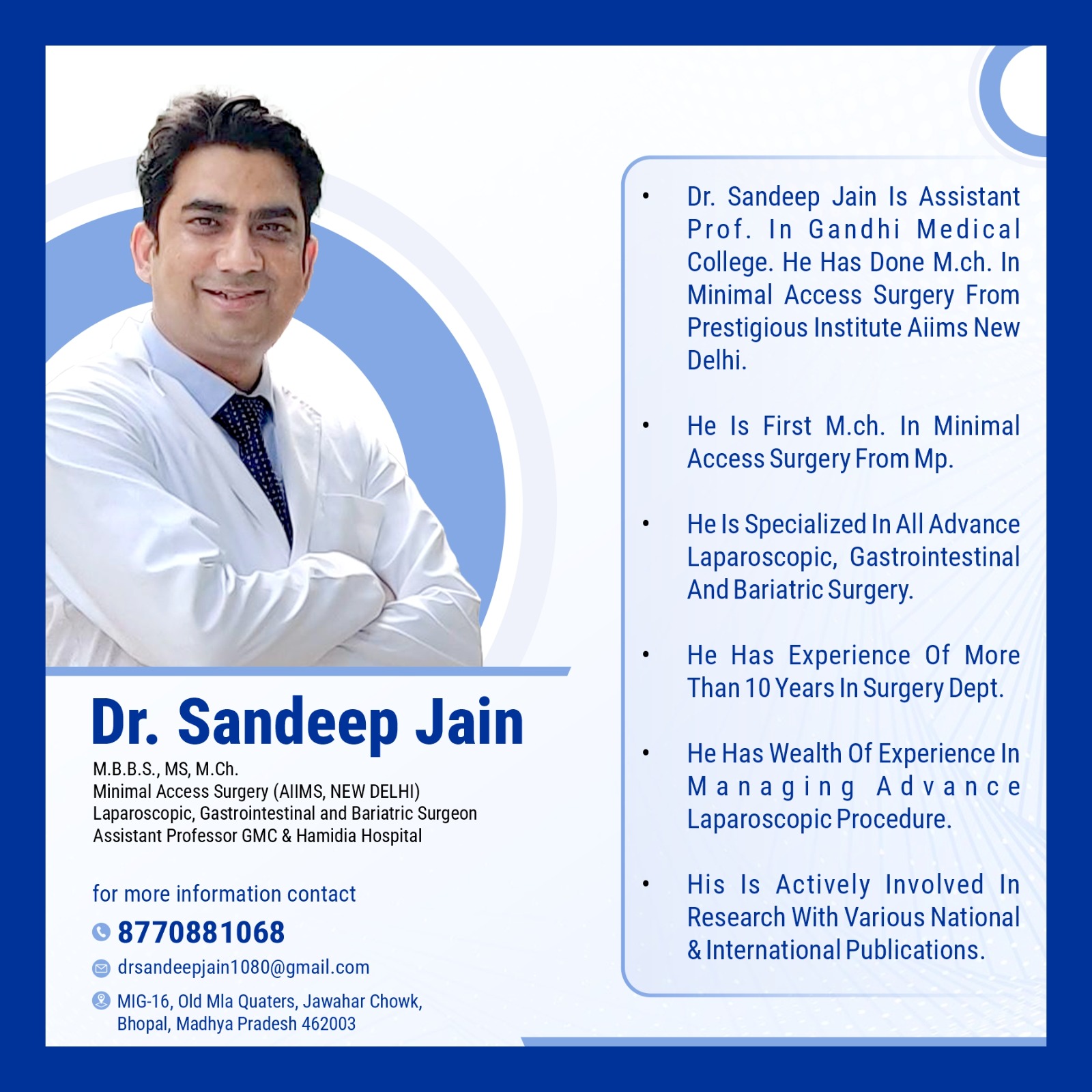 Dr. Sandeep Jain - Best Laparoscopic surgeon | Best Bariatric Surgeon | Best Gastrointestinal Surgeon | Bhopal