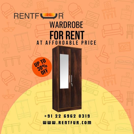 RF Jungle 2 Door Wardrobe With Mirror For Rent In Mumbai | RentFur.Com