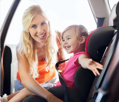 Cab with infant car seat - BLUE Charters Perth