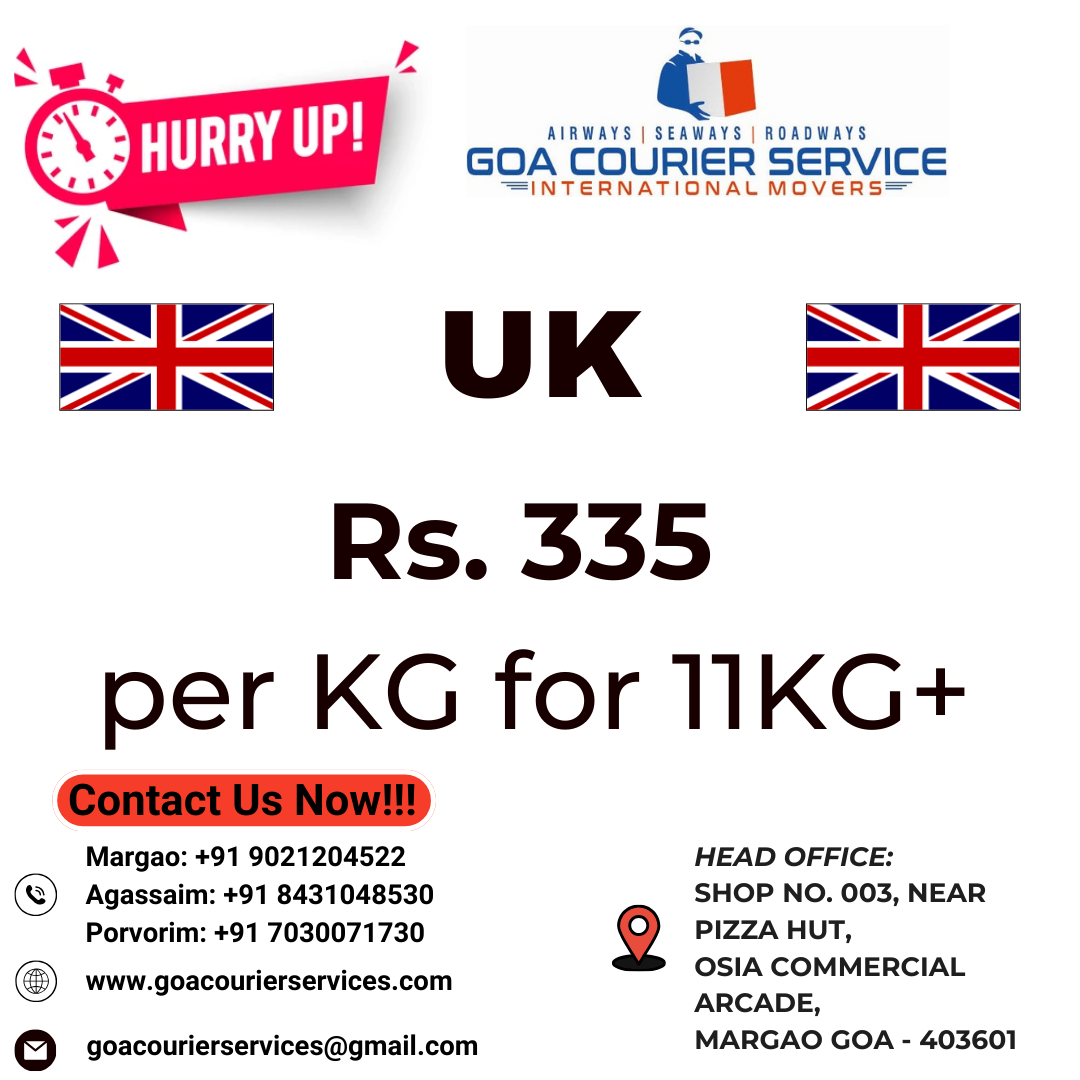 SEND PARCELS TO UK AT JUST RS.355 PER KG !!